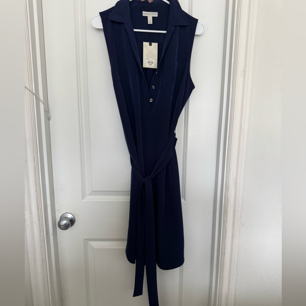 Chic Navy Sleeveless Midi Dress - Picture 4 of 4